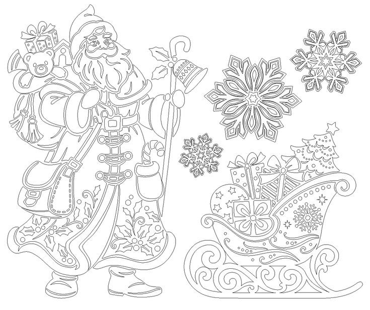 Дед Мороз с ведром вытынанка