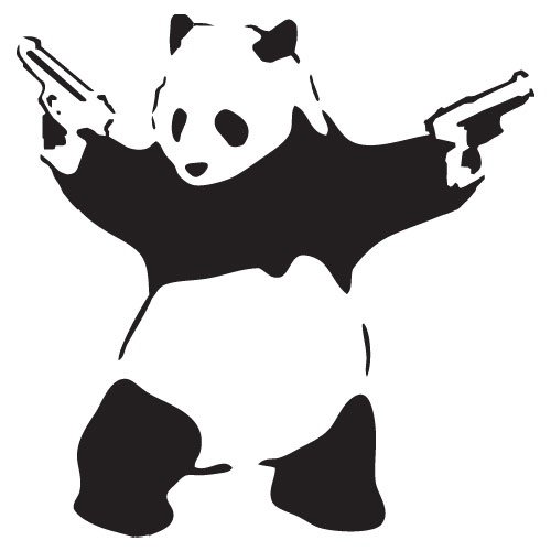 Тату Панда с пистолетами