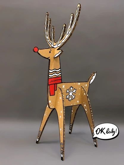 Олень из картона