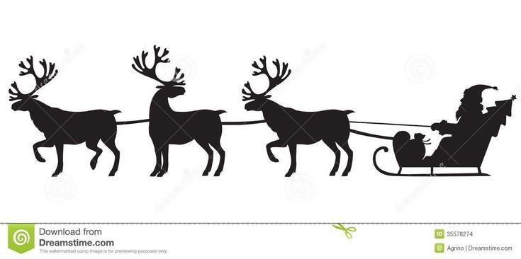 Олени в упряжке трафарет