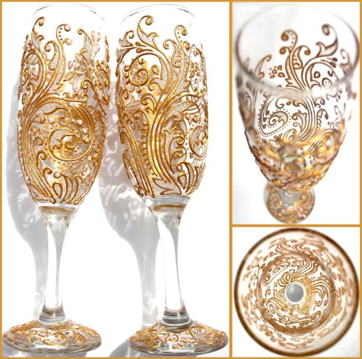 Роспись свадебных бокалов