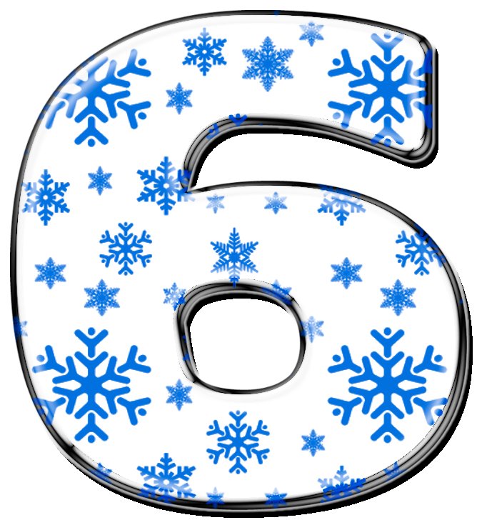 Цифра 6 со снежинками