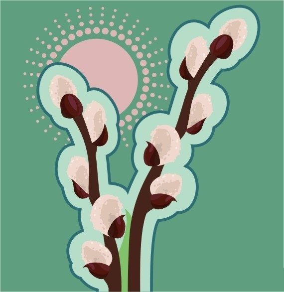 Ветка вербы трафарет