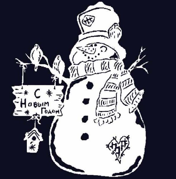 Снеговики на окна трафареты