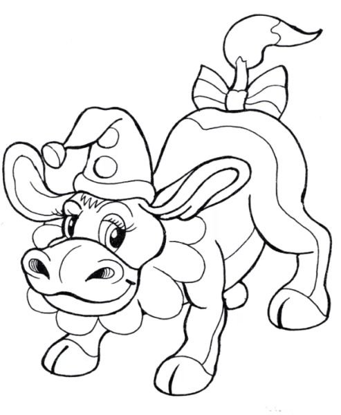 Бычок раскраска для малышей