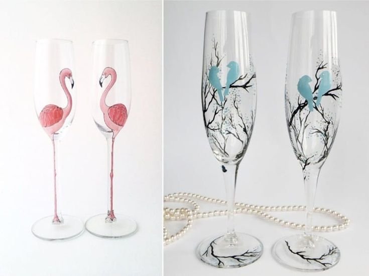 Роспись свадебных бокалов