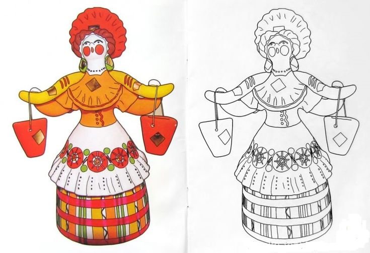 Барышня Водоноска Дымковская роспись