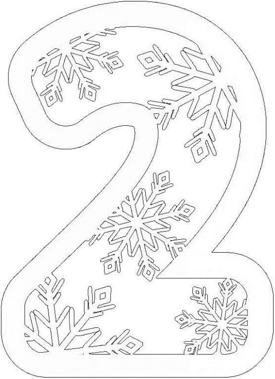 Трафареты на окна на новый год цифра 2