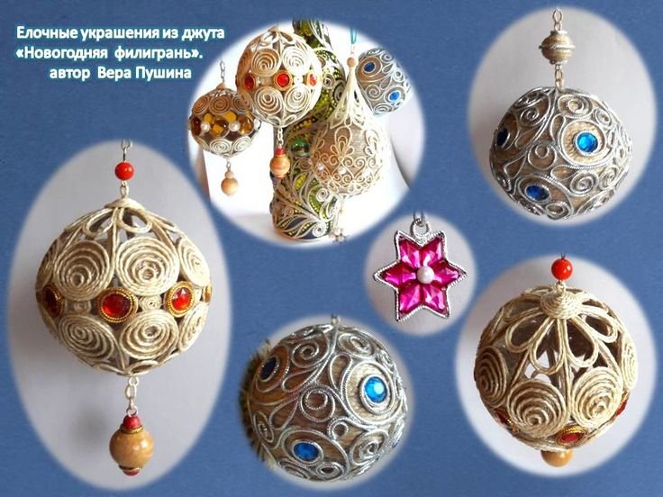 Джутовая филигрань елочная игрушка