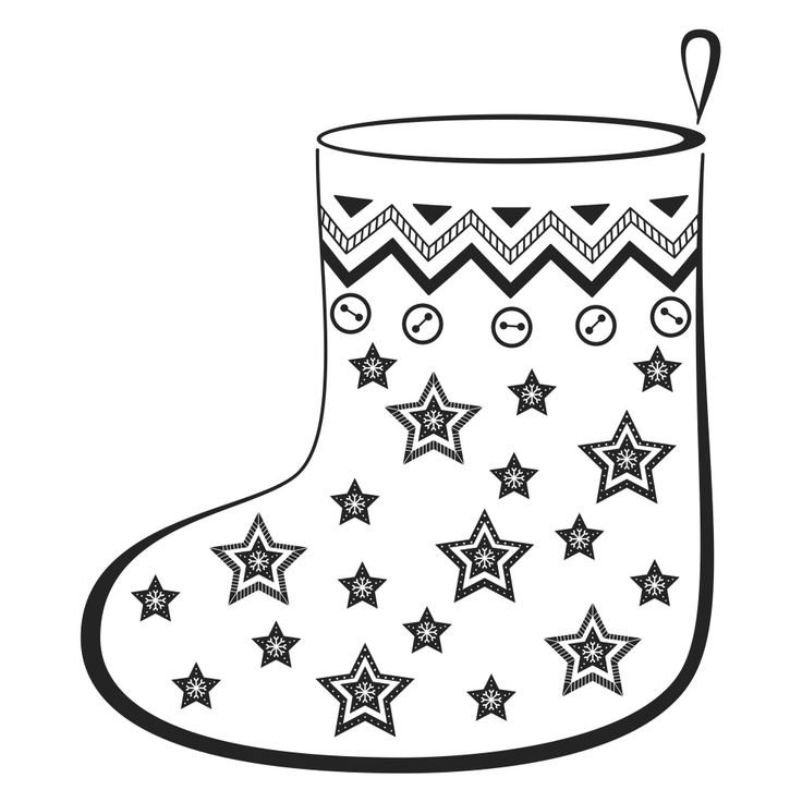 Новогодний сапог раскраска для детей