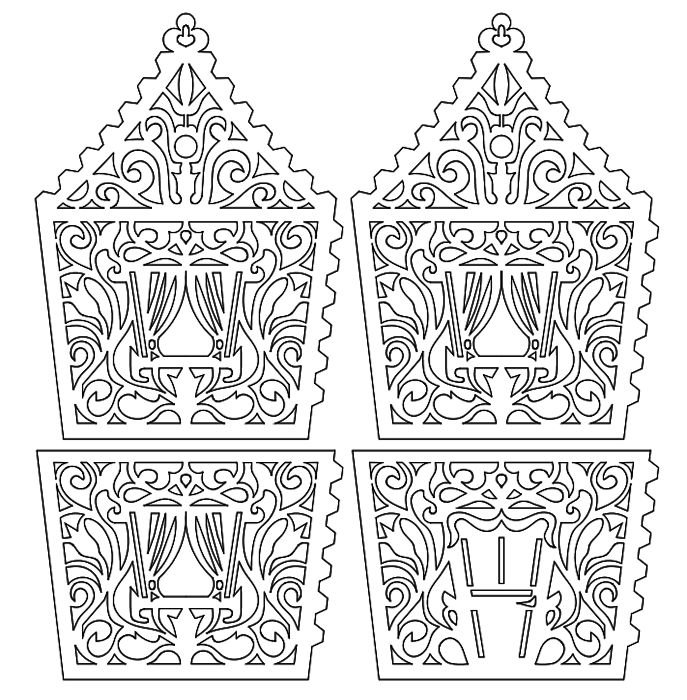 Вытынанки объемные домики