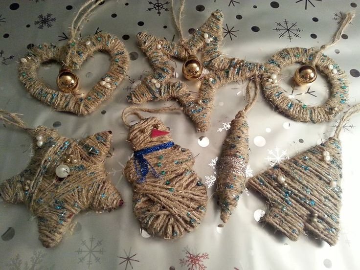 Новогодние игрушки из джута