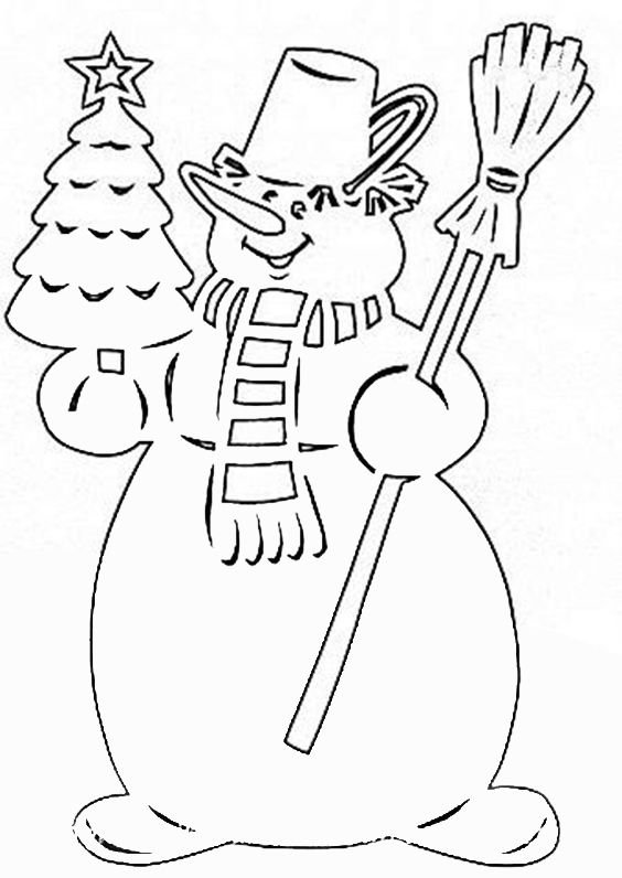 Украшения на окна трафареты Снеговик