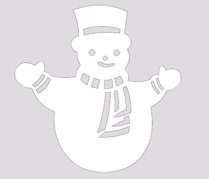 Снеговик трафарет для вырезания на окно