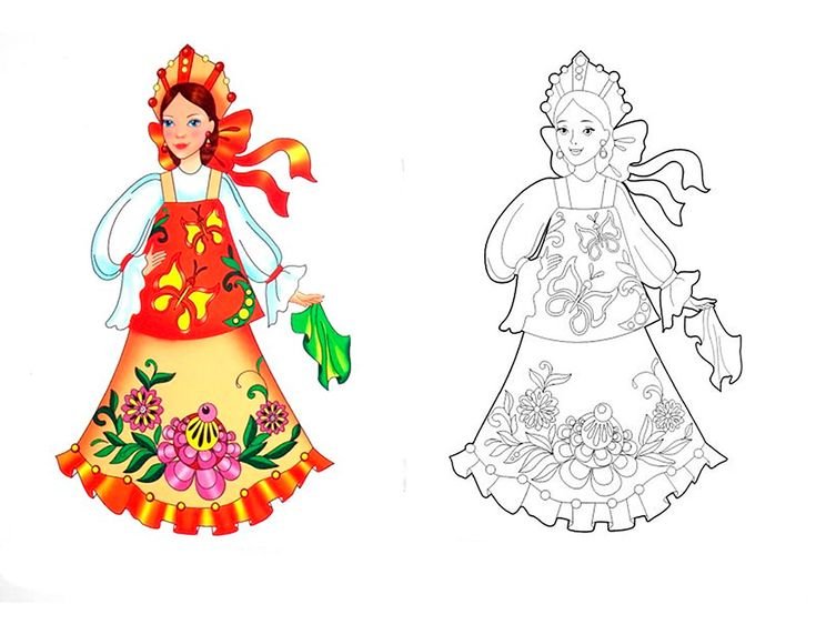 Городецкая роспись. Раскраска