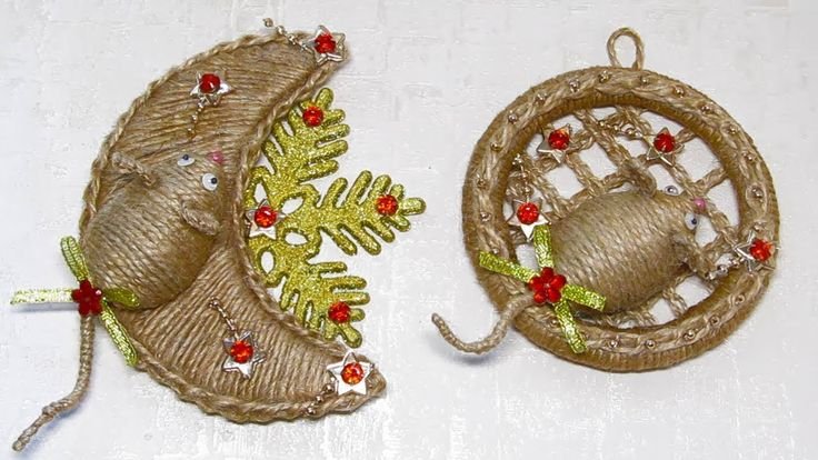 Новогодние украшения из джута