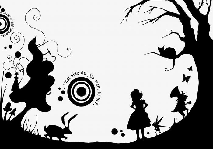 Алиса в стране чудес черно белые иллюстрации