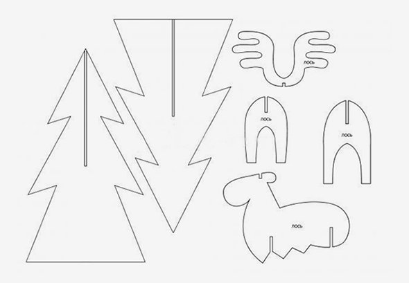 Шаблон оленя из картона