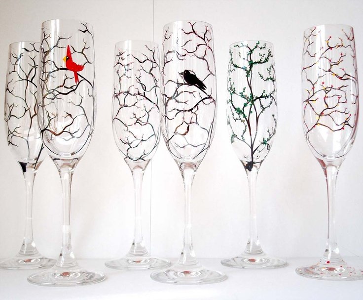 Роспись бокалов контуром