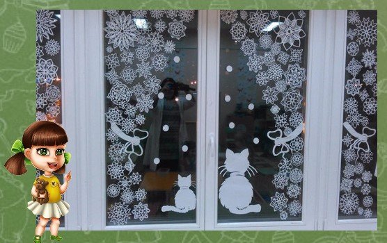 Шторы снежинок на окна