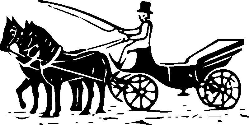 Силуэт кареты с лошадьми