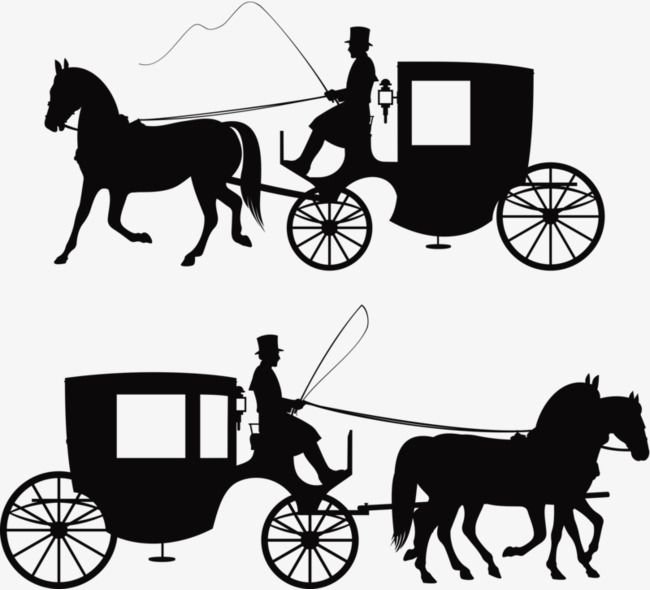 Силуэт лошади с повозкой