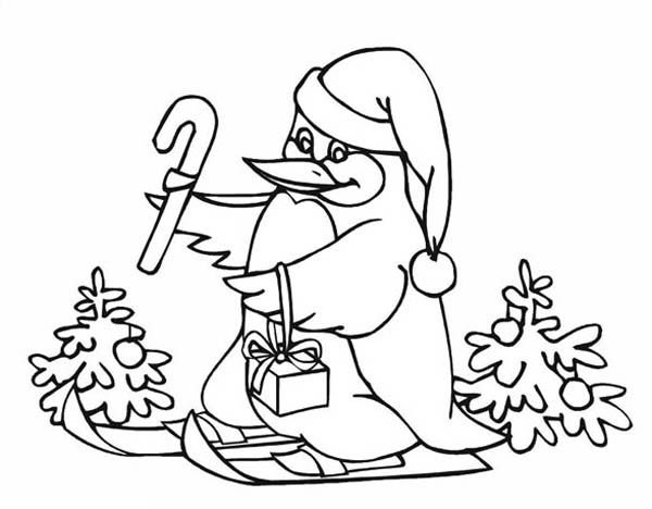 Новогодний Пингвин трафарет