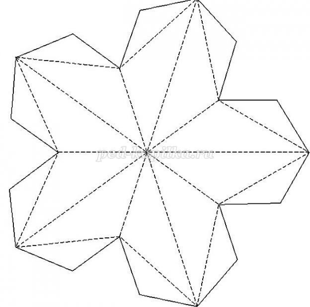 Объемная пятиконечная звезда из картона