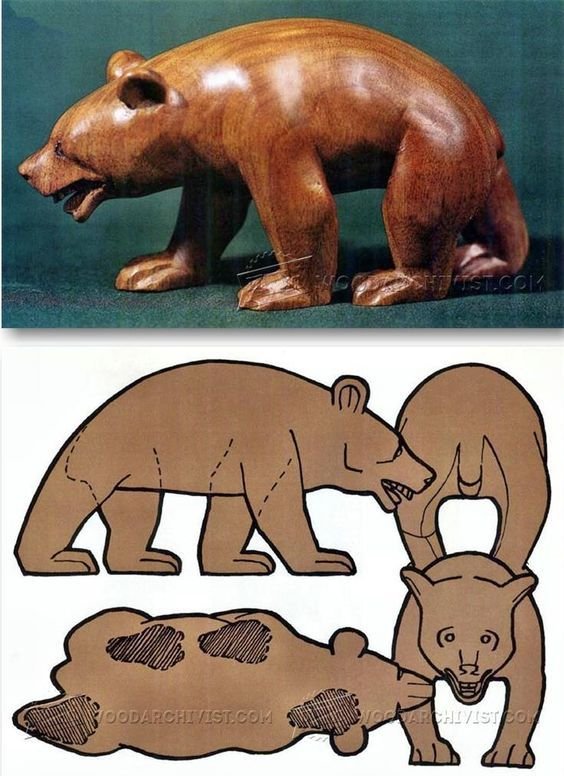Вырезка из дерева медведя