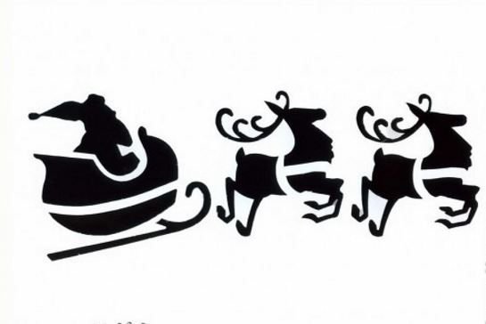 Новогодние трафареты дед Мороз на санях