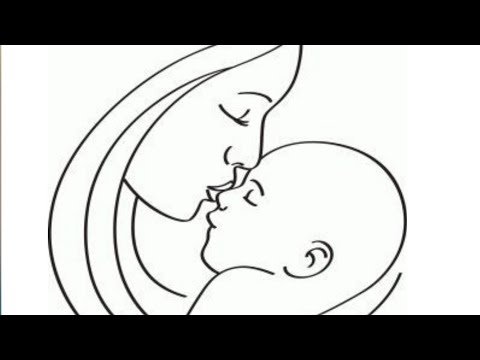 Трафарет мама с ребенком