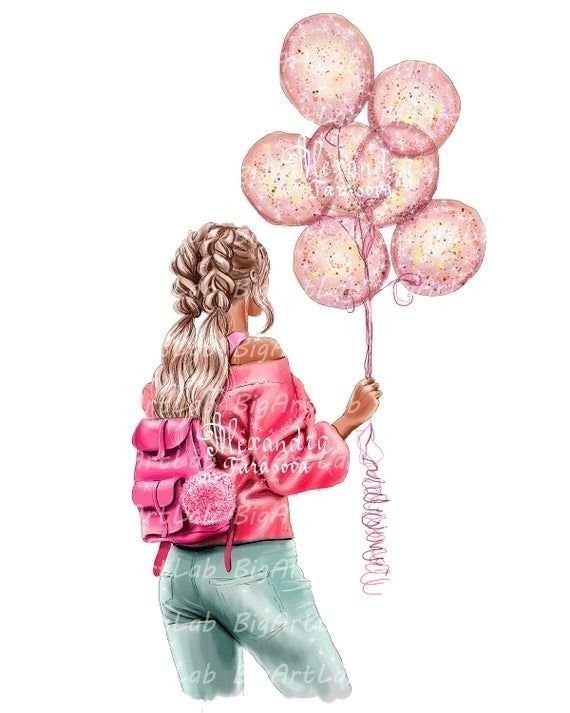 Девочка с шариками рисунок