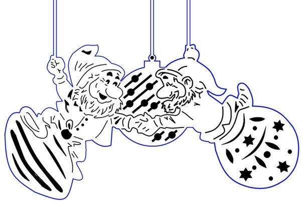 Вытынанки на окна Гномы новогодние