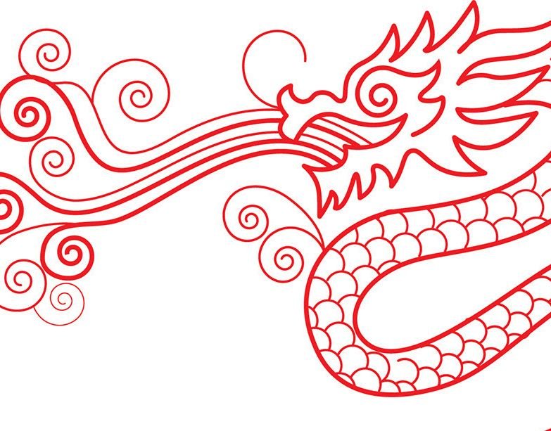 Китайский дракон трафарет
