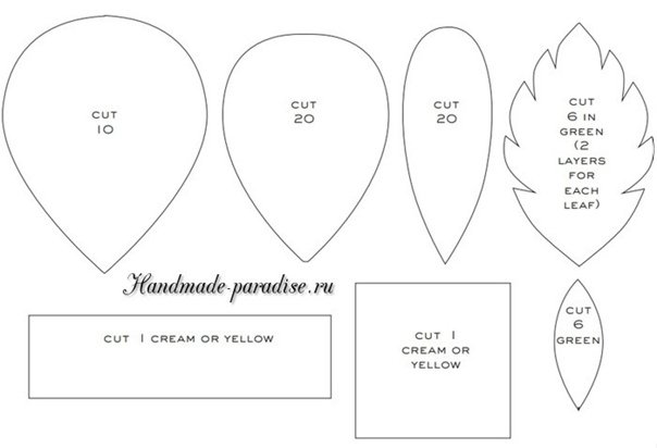 Роза из гофрированной бумаги шаблоны лепестков