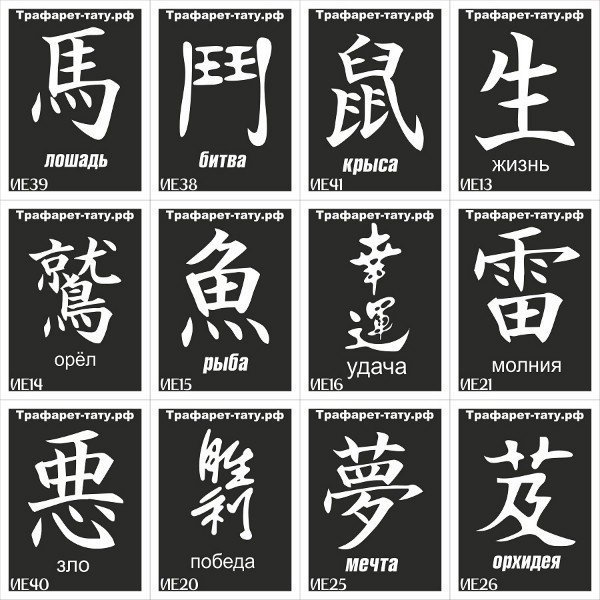 Татуировки иероглифы