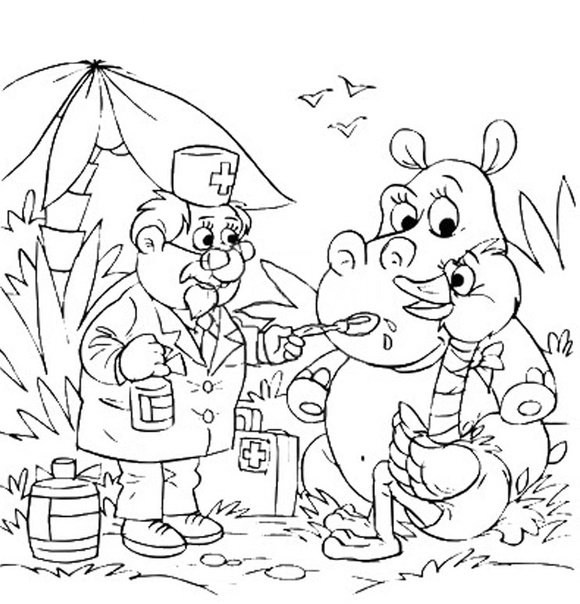 Чуковский доктор Айболит раскраска