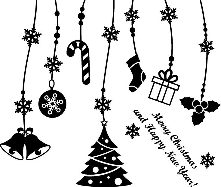 Векторные новогодние украшения для окна