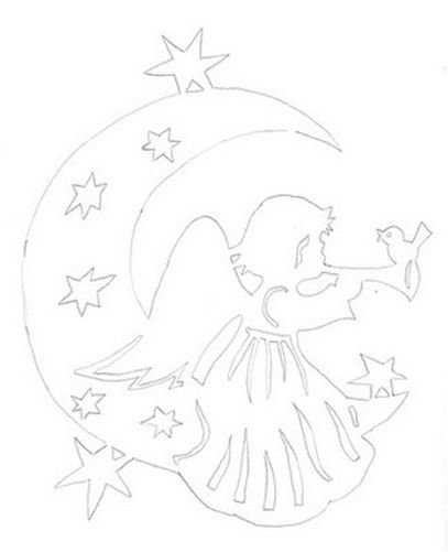 Месяц с ангелочком вытынанки