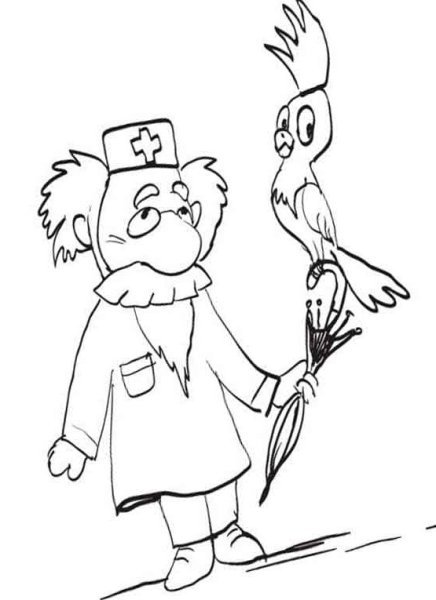 Айболит раскраска для детей