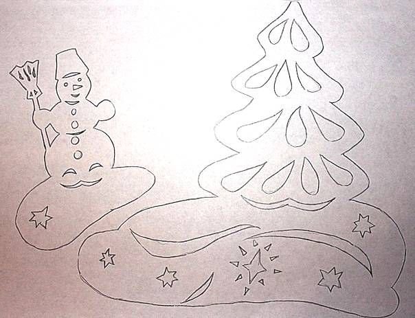 Украшения на окна на новый год трафареты