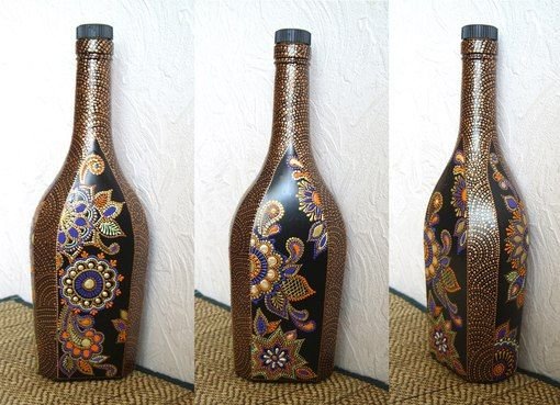 Роспись бутылок акриловыми красками