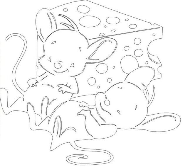 Вырезалки на окна новогодние мышки