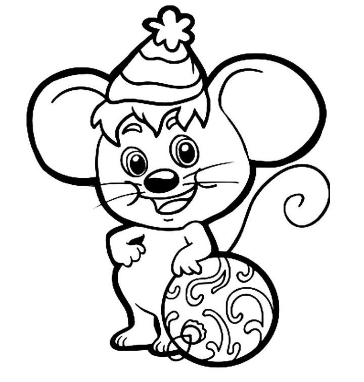Новогодняя мышка раскраска