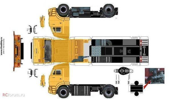 Макеты бумажных камазов: схемы с шаблонами для вырезания