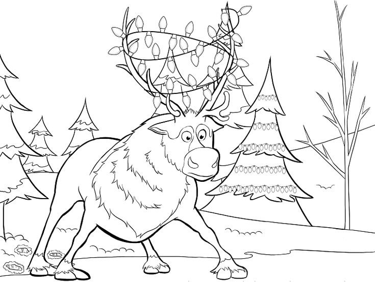 Олень раскраска