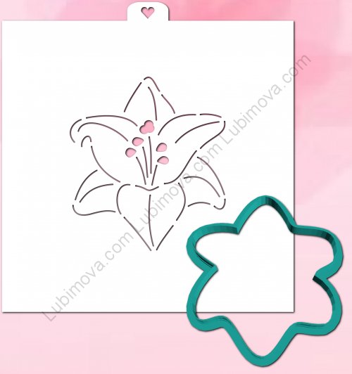 Лилия трафарет для пряника