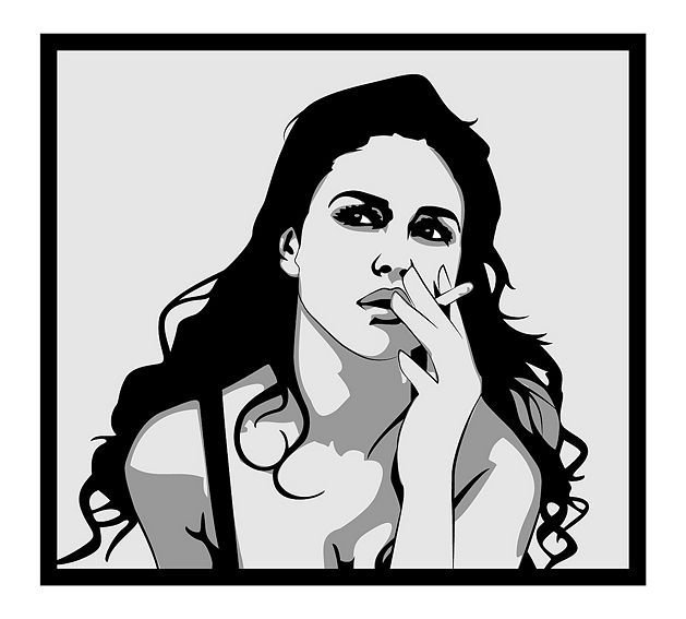 Силуэт курящей девушки