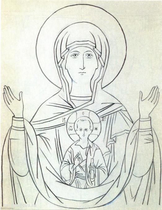 Покров прорись иконы