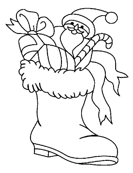 Сапог новогодний для раскрашивания